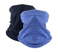 Invierno calentador de cuello polar a prueba de viento polaina de cuello Snood para hombres mujeres clima frío cara bufanda sombreros para esquí, correr ciclismo, Azul marino+azul, Taille unique
