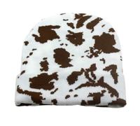 Invierno Calor Suave Gorros Gorro Con Estampado De Vaca Para Mujeres Y Hombres, Puños, Punto Cálido, Moda Elástico Gorro Cálido para Correr(B)