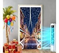 Invierno Cortina Termica 175 x 250 cm No Requiere Perforación, Aislamiento para El Invierno, Fácil de Instalar Cortina Puerta Aislamiento Termico para Interior Exterior, A