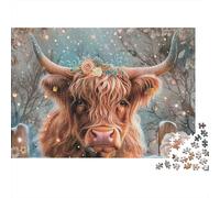 Invierno de Las Vacas de Highland Rompecabezas DIY 1000 Piezas Cartón Extra Grueso para Familias, Juego Divertido, Linda Decoración, Regalo De Cumple Todas Las Edades 38x26cm/1000pcs