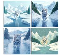 Invierno del Tigre blanco 5D Kits de Pintura de Diamantes 70x70cm G-12