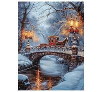 Invierno Diamond Painting Adultos, 5D Puente Pintura de Diamante Punto de Cruz para Adultos y Niños, DIY Manualidades Cuadros de Arte para Decoración de Pared Salón y Oficina 50x70cm L-Y349