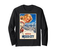 Invierno en la Ciudad de México Funny Vintage Ski Poster Manga Larga