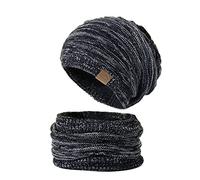 Invierno Hüte Schal Set Für Männer Und Frauen Hals Kopf Wärmer Fleece Futter Gestrickte Hut Schädelkappe Nackenwärmer Für Radfahren Arbeitskampieren Pie