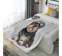 Invierno Manta De Franela Retrato Sentado De Un Schnauzer para Cama Y Sofa, Súper Suave Mantas Polar con Lindo Animal Realista, Lavable a Máquina para Cama Habitacion Dormitorio 130x150cm