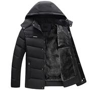 Invierno Mens Chaquetas con capucha Casual Grueso Casual Abajo Parkas Hombres Cortavientos Caliente Cremallera Abrigos Ropa para Hombre Outwear, Negro, S