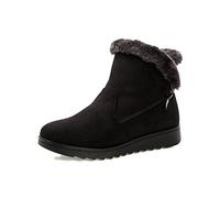Invierno Mujer Botas de Calentar Piel Forro Planas Outdoor Boots Antideslizante Ligero Hogar Botines Que Caminan Algodón (40,Negro)