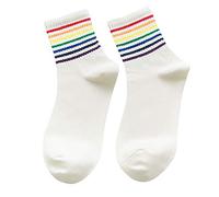 Invierno Nuevo Unisex Algodón Arco Iris Rayas Calcetines Xmas Moda Caliente Chrismas,Calcetines Zapatillas Mujer Calcetines De Colores Para Mujer, b, Talla única