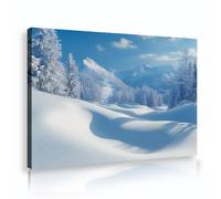 Invierno País las Maravillas Montañas Nevadas Arte Pared en Lienzo Naturaleza Moderna Paisaje Posters Impresiones para Sala Estar Dormitorio Oficina Decoración del Hogar 50x70cm Marco Interior