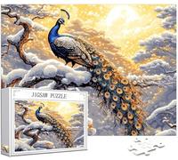 Invierno Puzzle 3000 Piezas Adultos, Puzzle Pavo real Patrón Diseño, Jigsaw Adultos, 5D DIY Artesanía Familia Actividades con Embalaje de Caja de Regalo, Home Room Wall Decor, Regalo 122x81cm,Model348