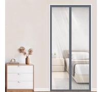 Invierno Transparente Cortina Aislante para Puerta, Cubierta Magnética Térmica, Cortina de aire Acondicionado Cocina, Borde Gris (75×200cm)