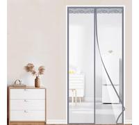 Invierno Transparente EVA Cortina Aislante para Puerta, Cubierta Magnética Térmica, Cortina de aire Acondicionado Cocina, Borde Gris (200×215cm)
