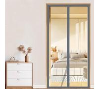 Invierno Transparente EVA Cortina Aislante para Puerta, Cubierta Magnética Térmica, Cortina de aire Acondicionado Cocina, Borde Gris (75×200cm)