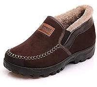 Invierno Zapatillas de Estar por casa Hombre Wool Lined Suede Mocasín Forro cálido (Marrón Oscuro,46 EU