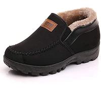 Invierno Zapatillas de Estar por casa Hombre Wool Lined Suede Mocasín Forro cálido (Negro,41 EU