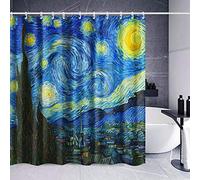 INVIN ART Juego de Cortina de Ducha con Ganchos, The Starry Night by Van Gogh, imágenes de Arte para el baño