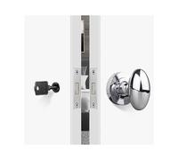 Invisible Door Lock Single-sided Lock Indoor Suitable for Bedroom Door Dark Lock Wooden Door Background Wall Spherical, Bright Silver with Key