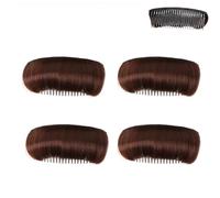 Invisible Fluffy Hair Pad, Womens Hair Bun, Invisible False Hair Clip Bump It Up Volume, Hairstyle Tools (marrón oscuro, 4 unidades, talla única)