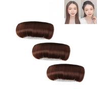 Invisible Fluffy Hair Pad, Womens Hair Bun, Invisible False Hair Clip Bump It Up Volume, Hairstyle Tools (marrón oscuro, 3 piezas, talla única)
