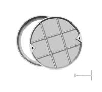 Invisible Septic Tank Covers - Tapa redonda de acero inoxidable de 61 cm con marco y ganchos, solución séptica duradera y segura, orificio de acceso manual de 60 cm