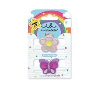 invisibobble Clip Star Glow Kids Happy Flower - 2 pinzas luminosas para el pelo para niños, diseño de flores y mariposas, pinzas antideslizantes para el cabello para un cabello sano, perfectos para