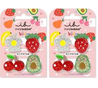 invisibobble Clip Star Kids Fruti Fun - 4 pinzas para el pelo para niños, coloridas, brillantes, para cabello sano, diseño de frutas y flores, perfectos para niños (Paquete de 2)