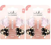 invisibobble CLIPSTAR 4 pinzas para el pelo pequeñas, color rosa y marrón, diseño de leopardo para niñas, antideslizantes, diseñadas en el corazón de Múnich (Paquete de 2)
