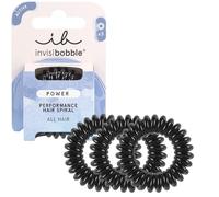 Invisibobble Power True Black I Elegante goma para el pelo en espiral para niñas y mujeres I Suave, cómoda y delicada con el pelo I 3 piezas diseñadas en Alemania