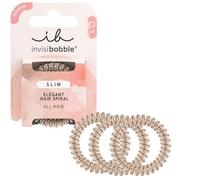 Invisibobble Slim Bronze and Beads I Elegante goma para el pelo en espiral para niñas y mujeres I Suave, cómoda y delicada con el pelo I 3 piezas diseñadas en Alemania