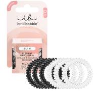 Invisibobble Slim gomas de pelo negras y transparente espiral x6 - Gomillas pelo antirotura - Gomas de pelo negras de cordón telefónico - Gomillas pelo mujer