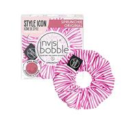 Invisibobble Sprunchie coletero blanco y rosa Stripes Up x1 - Scrunchie de tela con goma de pelo en espiral al interior - Coleteros pelo mujer confortable