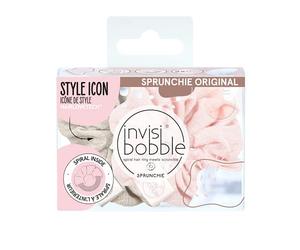 Invisibobble Sprunchie coletero rosa y beige x2 - Scrunchie de tela con goma de pelo en espiral al interior en edición limitada - Coleteros de otoño