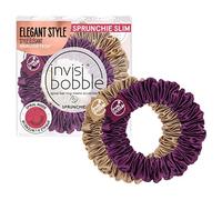 Invisibobble Sprunchie Slim coletero seda dorado y morado x2 - Scrunchie seda con goma de pelo en espiral al interior - Silk scrunchies suave con gran sujeción
