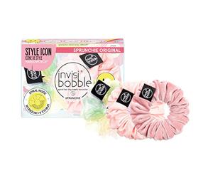 Invisibobble Sprunchie trio coletero rosa y arcoíris x3 - Scrunchie de tela con goma de pelo en espiral al interior en edición limitada - Cinta pelo Y2K