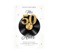 Invitación 50 cumpleaños - Libro para invitados y recuerdo original | Detalle especial 50 años: Libro corto para invitar a tus invitados y guardar ... Ideal para celebraciones de 50 cumpleaños