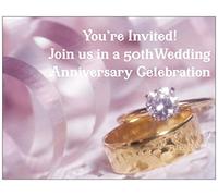 Invitación de aniversario de boda con anillos de boda para 50 aniversario de boda - 50 unidades con sobres - Estilo # 50PWR