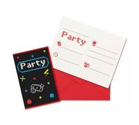 Invitación de fiesta gamer con sobre - 6 unidades