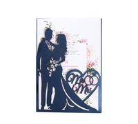 Invitaciones Boda 25 uds. Tarjeta de invitaciones boda for novia y novio, tarjeta invitación felicitación con corazón amor, suministros decoración for fiesta del Día San Valentín(Blue Cover and inner)