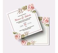 Invitaciones Boda Personalizadas - Detalles para Invitados de Boda - 15x15cm Personalizable con Fecha, Nombres y Texto - 25,50 o 100 unidades para Ceremonia Compromiso - 8 Modelos (Modelo 3)