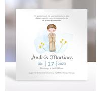 Invitaciones Comunion Niña y Niño Personalizadas | Tarjeta de Recordatorios de Primera Comunion de 15x15cm en Cartulina 350gr | 4 Modelos (Blanco)