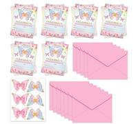 Invitaciones de Cumpleaños de Mariposas - 12 Piezas con Envelopes y Stickers - Tema Soñador, Decoración de Fiesta para Niños, Bebés y Bodas - Tamaño 7.09" x 4.92"
