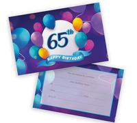 Invitaciones de fiesta de cumpleaños número 65, para hombres y mujeres, paquete de 20 globos felices, invitaciones de cumpleaños para adultos, para amigos, familiares, invitaciones A6, tarjetas de