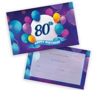Invitaciones de fiesta de cumpleaños número 80, para hombres y mujeres, paquete de 20 globos felices, invitaciones de cumpleaños para adultos, para amigos, familiares, invitaciones A6, tarjetas de