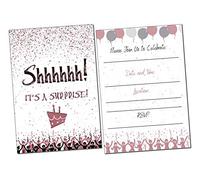 Invitaciones de fiesta sorpresa | Es un cumpleaños sorpresa | niños y adultos | relleno estilo | oro rosa y negro | Serpentinas de confeti | 20 unidades con sobres, todas las ocasiones