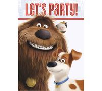 Invitaciones para fiesta de La vida secreta de tus mascotas - 5,5 x 4, 8 piezas