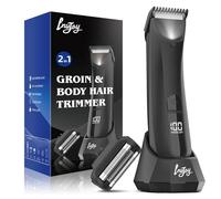 INVJOY Manscape - Afeitadoras recortadoras de bolas, sin rasguños, recortadora de vello púbico y corporal para hombres con recortadora de doble cabeza y cuchillas de aluminio, kit de peluquería