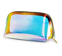 INVODA Bolsa de maquillaje holográfica con purpurina iridiscente, mini bolsa de cosméticos para mujer, portátil, impermeable, transparente, para viajes, herramientas de aseo, 3 unidades., Bolso de