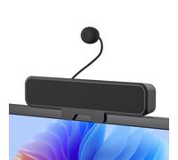 Inwa Altavoces para PC, altavoces USB con micrófono, estéreo y graves, silenciamiento de un botón, clip de altavoz Plug and Play para monitor de PC de 0,1 a 1,1 pulgadas, ordenador de sobremesa(Negro)