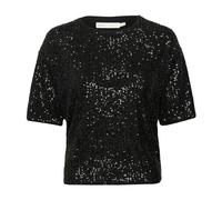 InWear- Blusa negra con lentejuelas y mangas medias- Blouses & Shirts- Mujer- Negro- XL- Blusa negra con lentejuelas y mangas medias