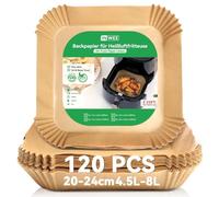 Inwee 120 Piezas Papel Freidora Aire, BPA Free, Papel Desechable Antiadherente para Horno Microondas, Compatibles con freidoras de Aire de COSORI, Ninja, Tefal, Tower de 5/8 L (20-24 cm, Cuadrado)